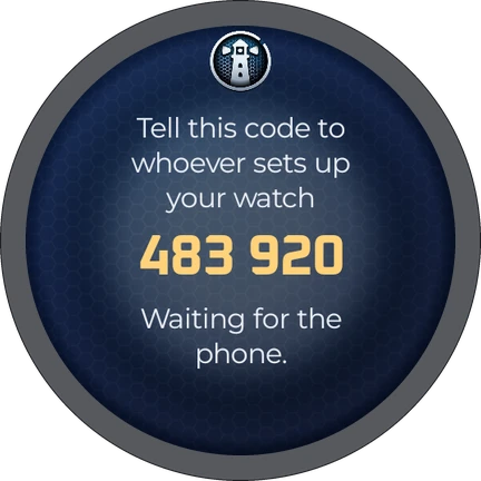 The pairing code on the watch